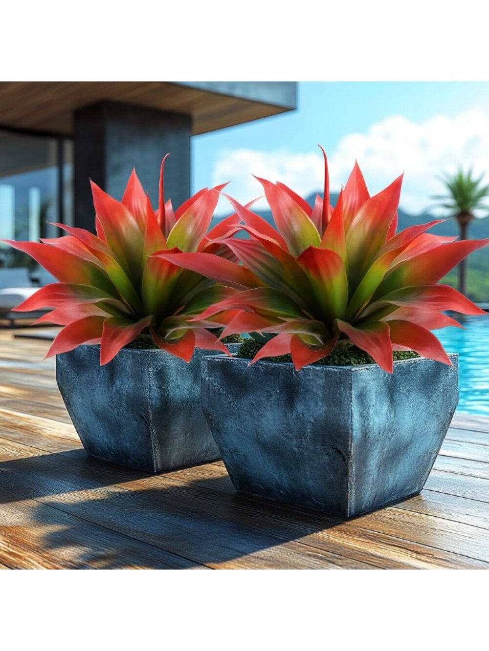 22" Faux Agave Plant - Realistic Greenery for Indoor & Outdoor Decor, 2 Pcs